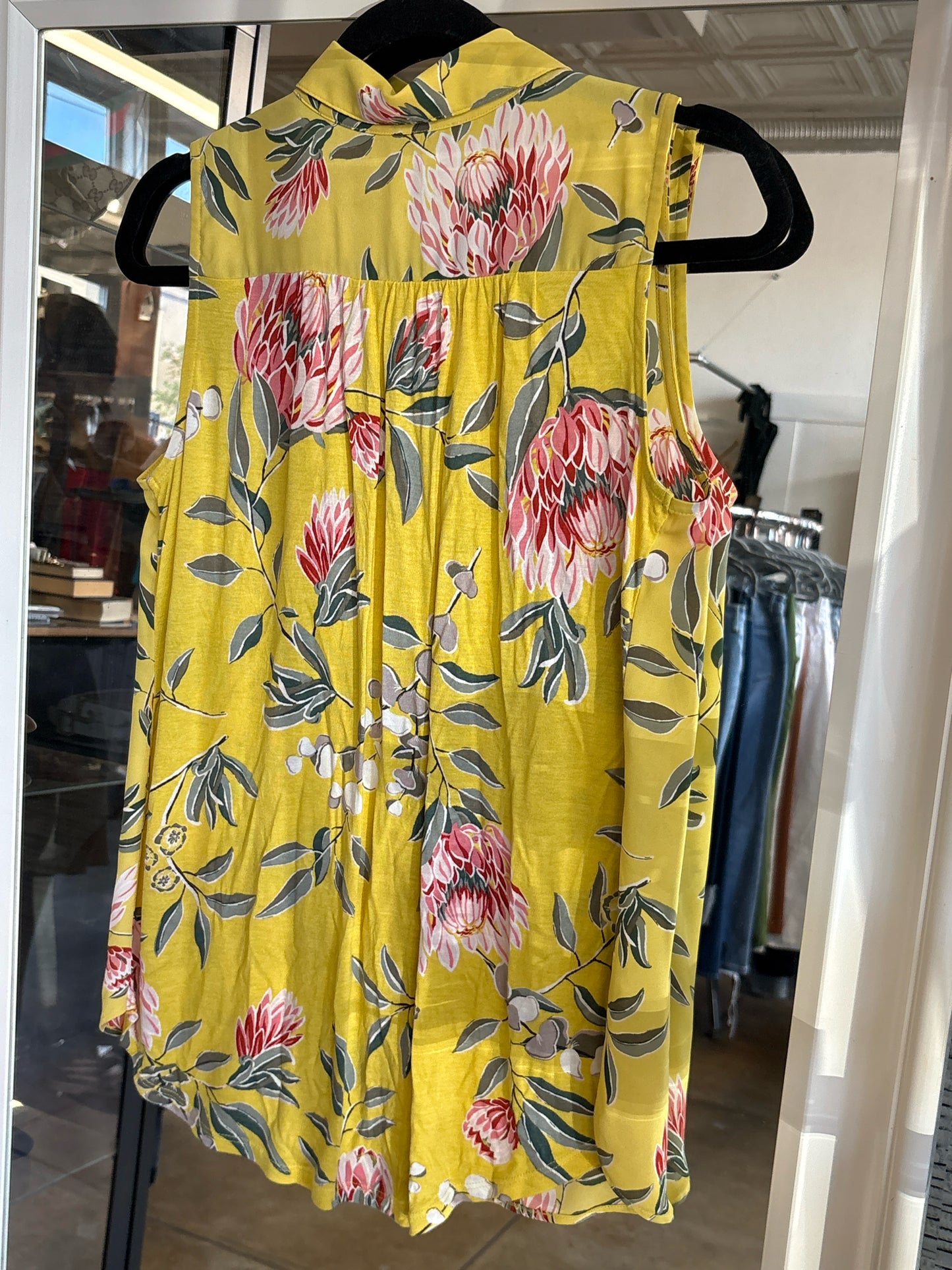 LOFT Size S Yellow/Multi Floral Tee