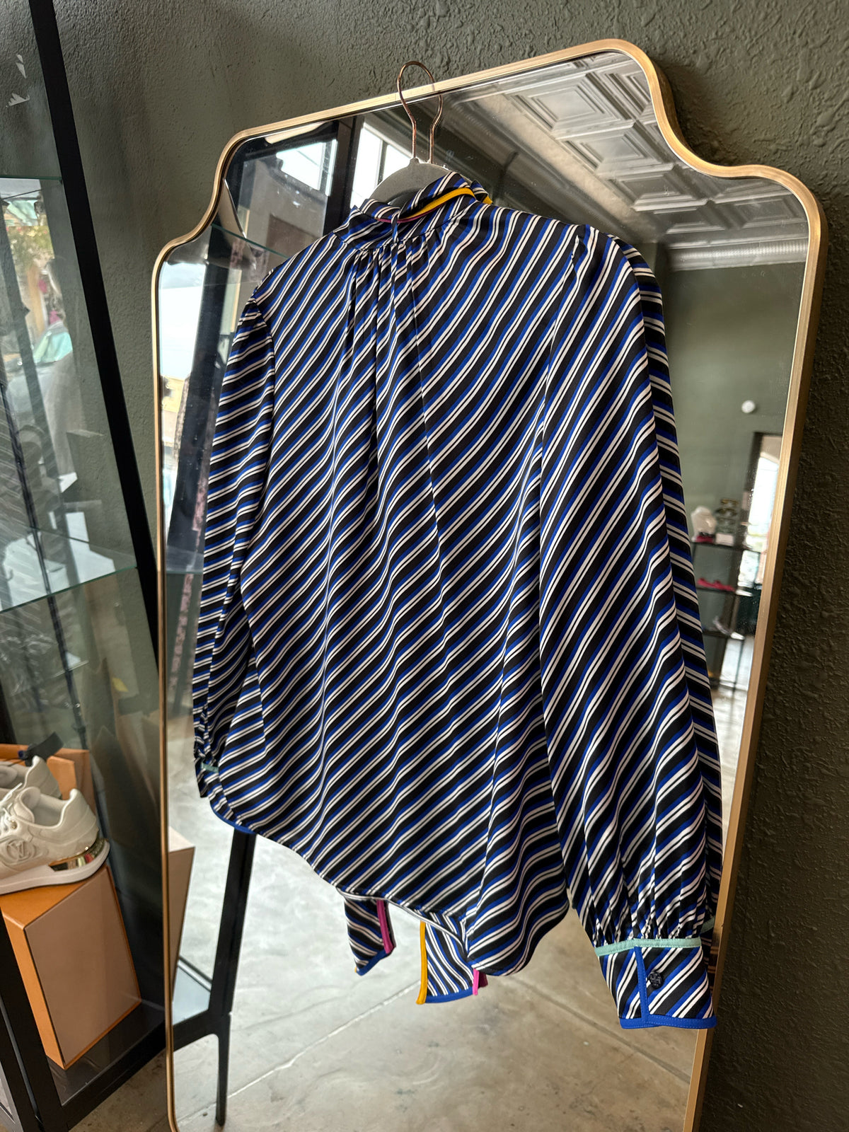 Tory Burch Size 10 Black/Blue Top