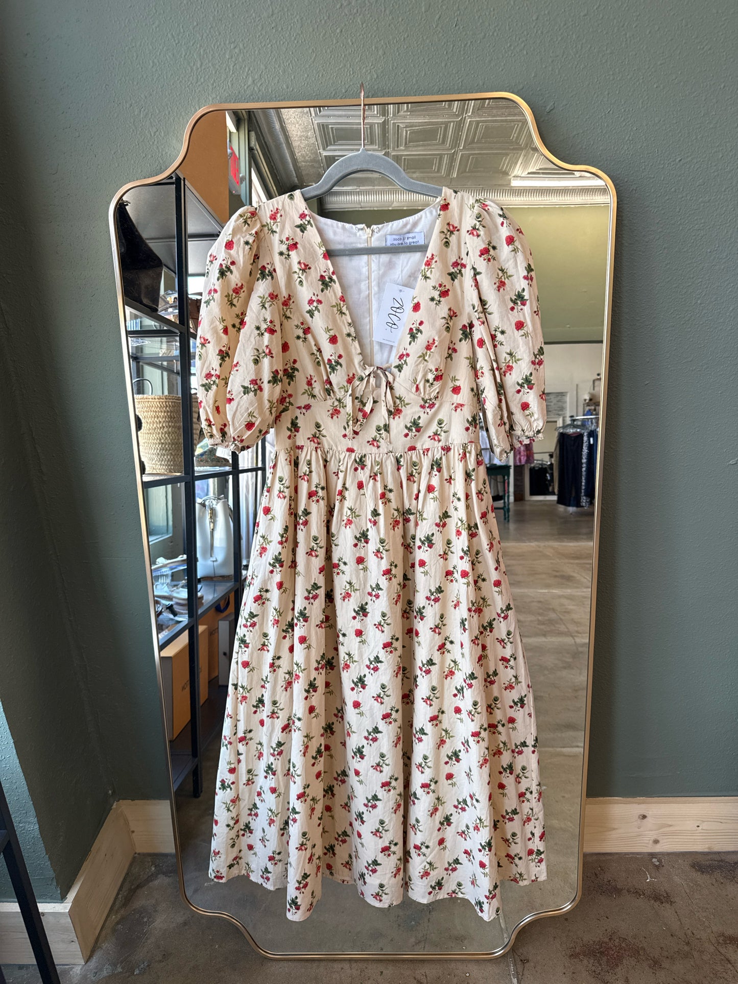 Zoco Size S Cream/multi Floral Dress