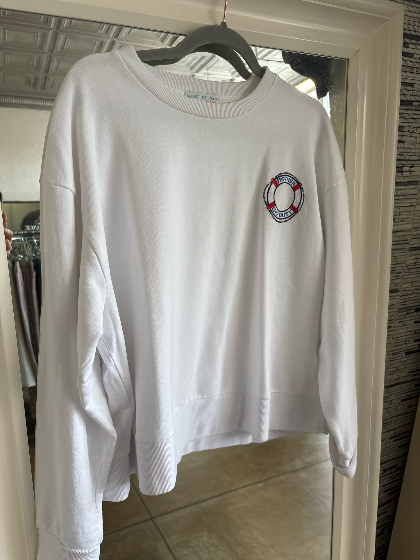 August Morgan Size L White Sweatshirt/Hoodie