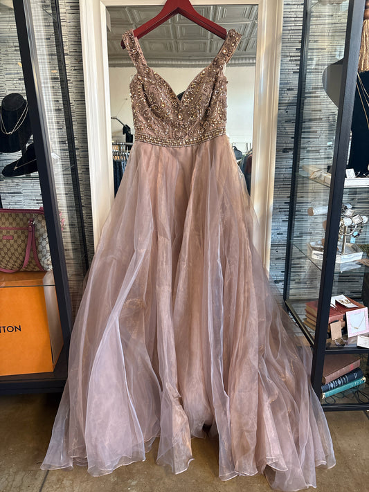 SHERRI HILL Size 12 blush Beaded Formal