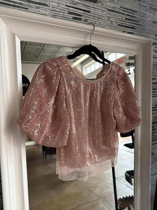 sarah hann Size XSP Rose Sequin Top