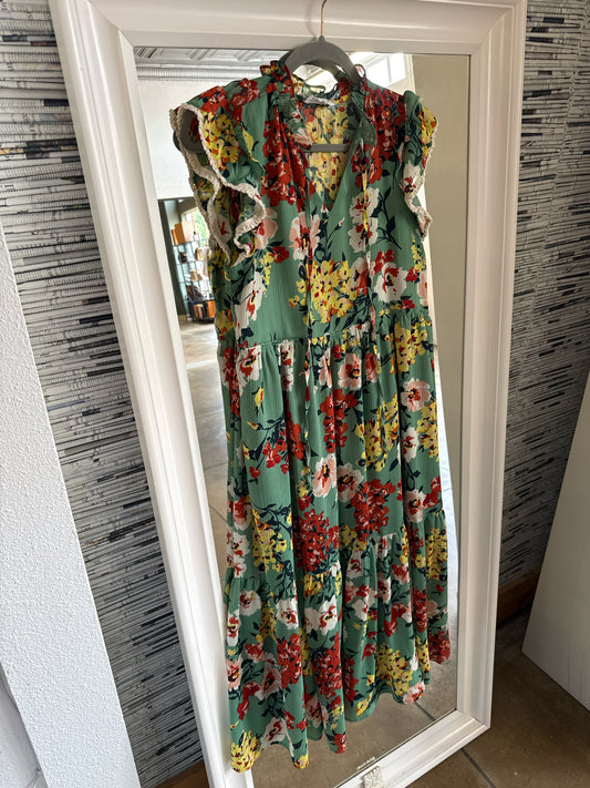 THML Size XS Green Floral Dress