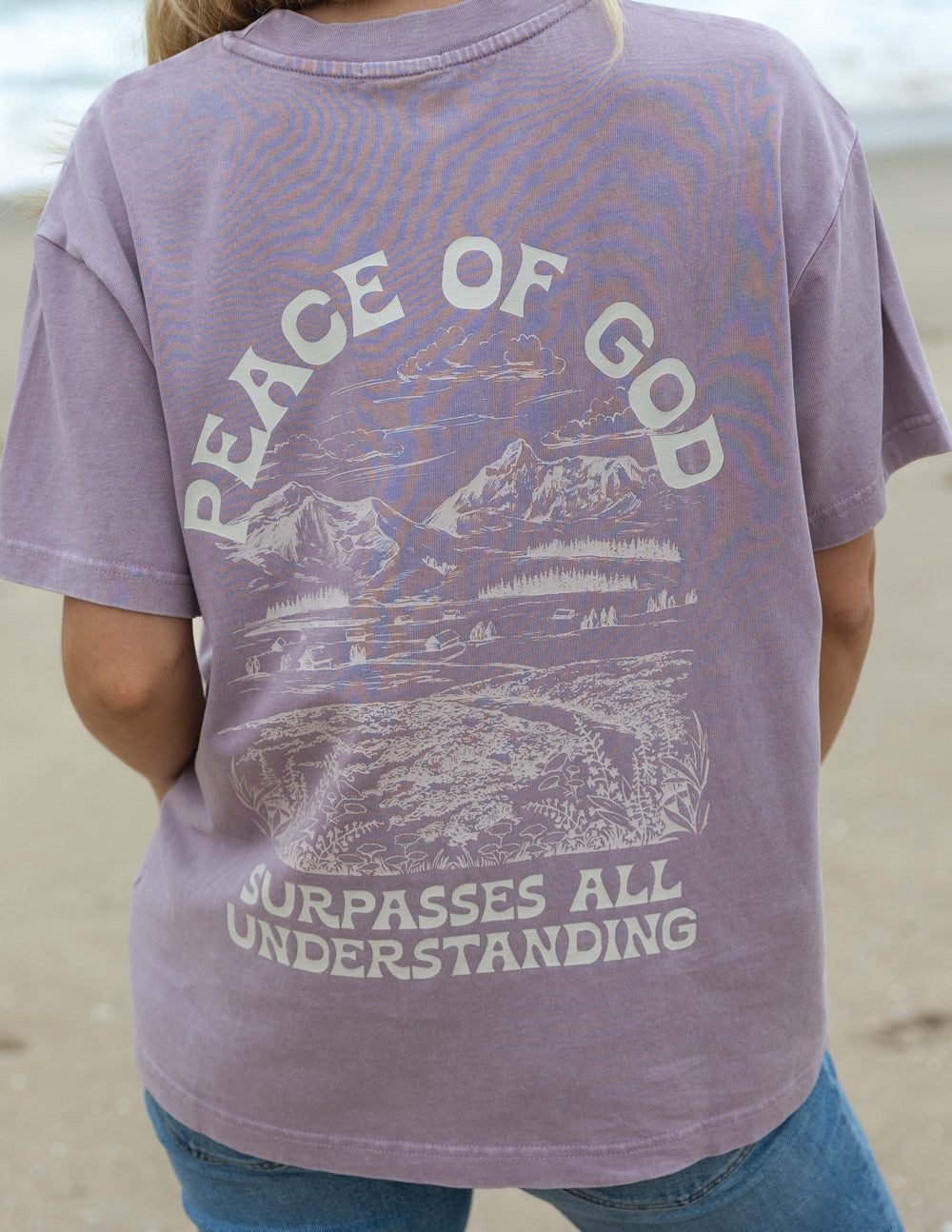 Elevated Faith Size M Lilac/Cream Tee