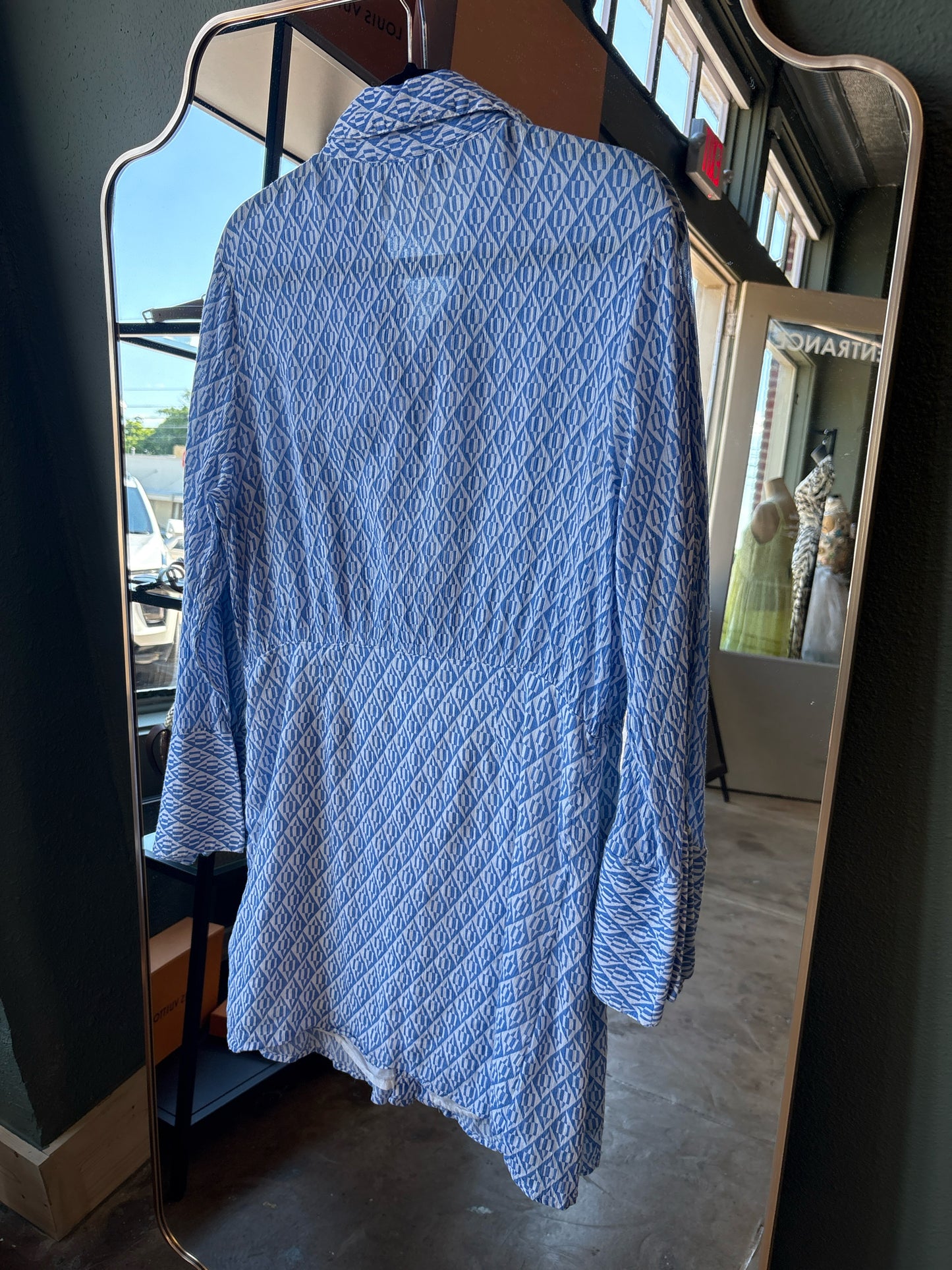free people Size L Blue/White Geometric Dress