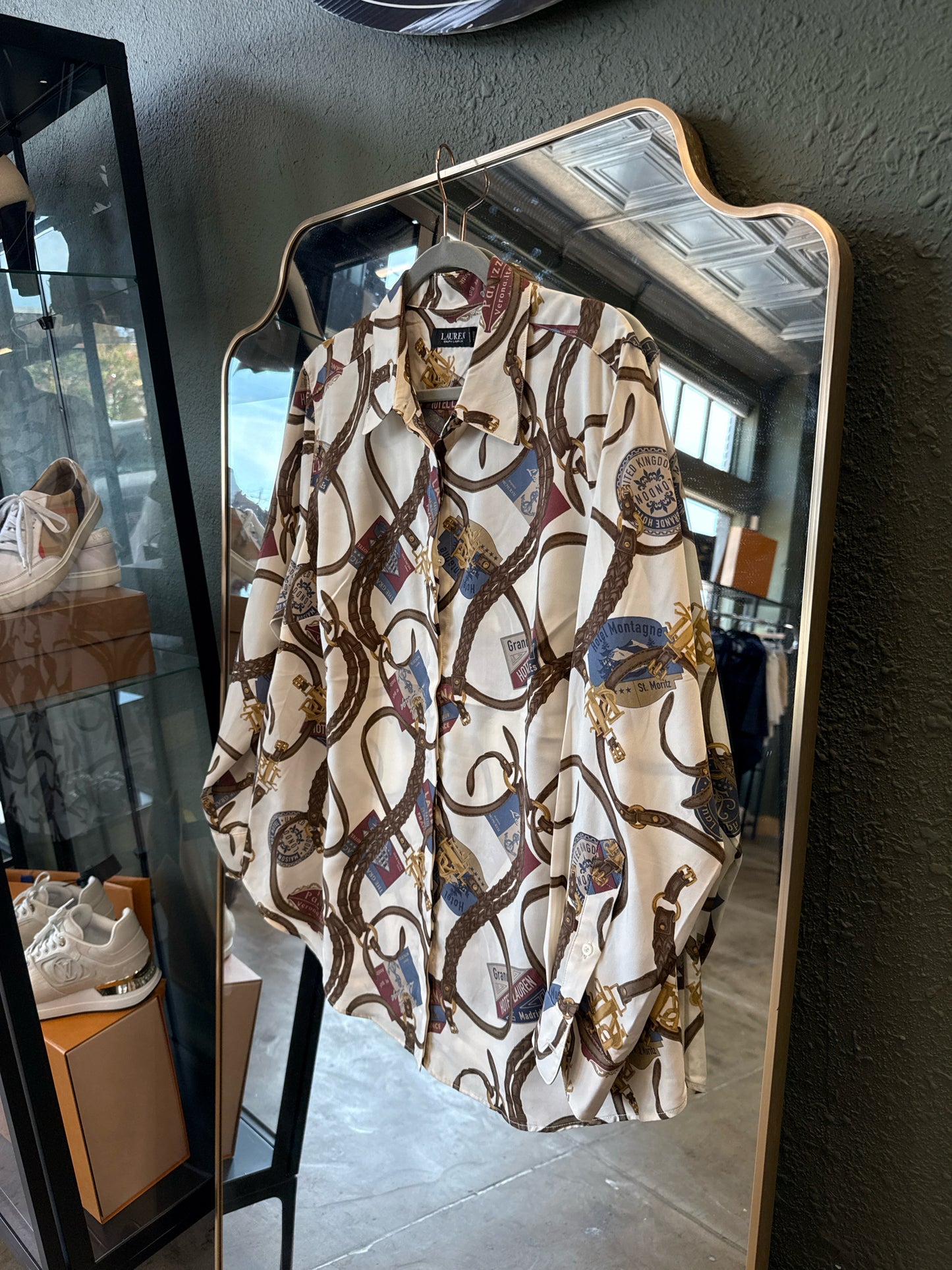 Lauren Ralph Lauren Size 1X Cream/Brown Top