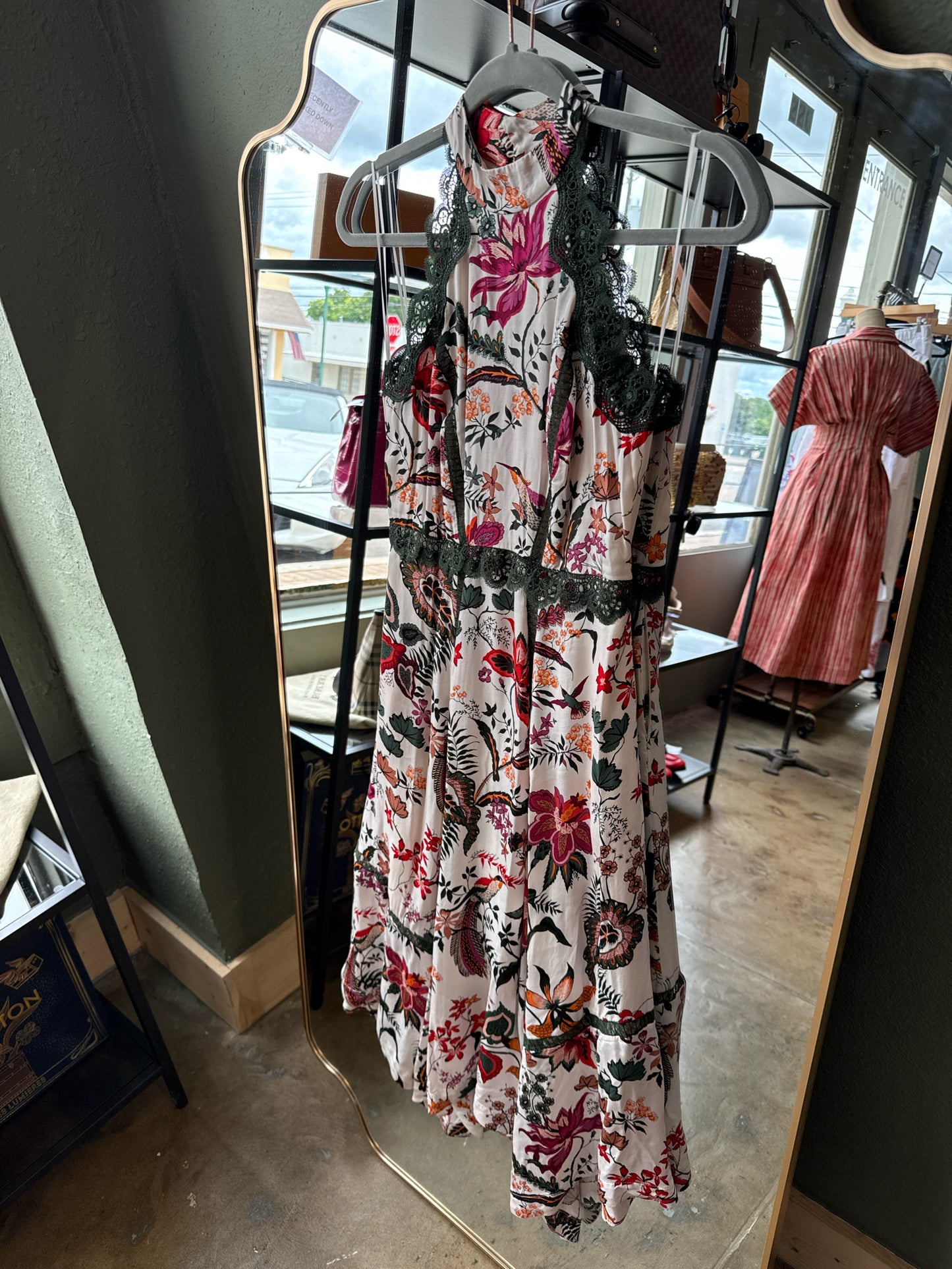 Anthropologie Size 0P Cream/Green Dress