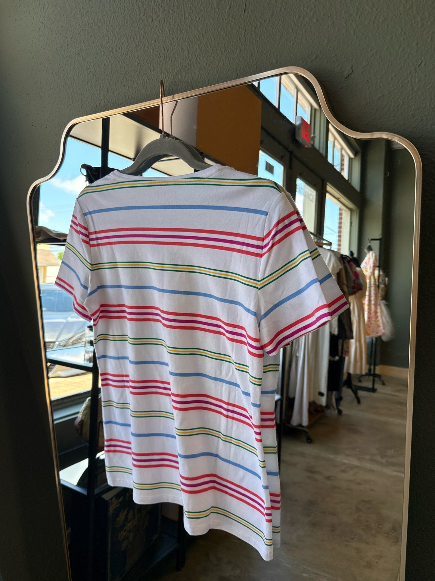 TALBOTS Size S white/multi Stripe Tee