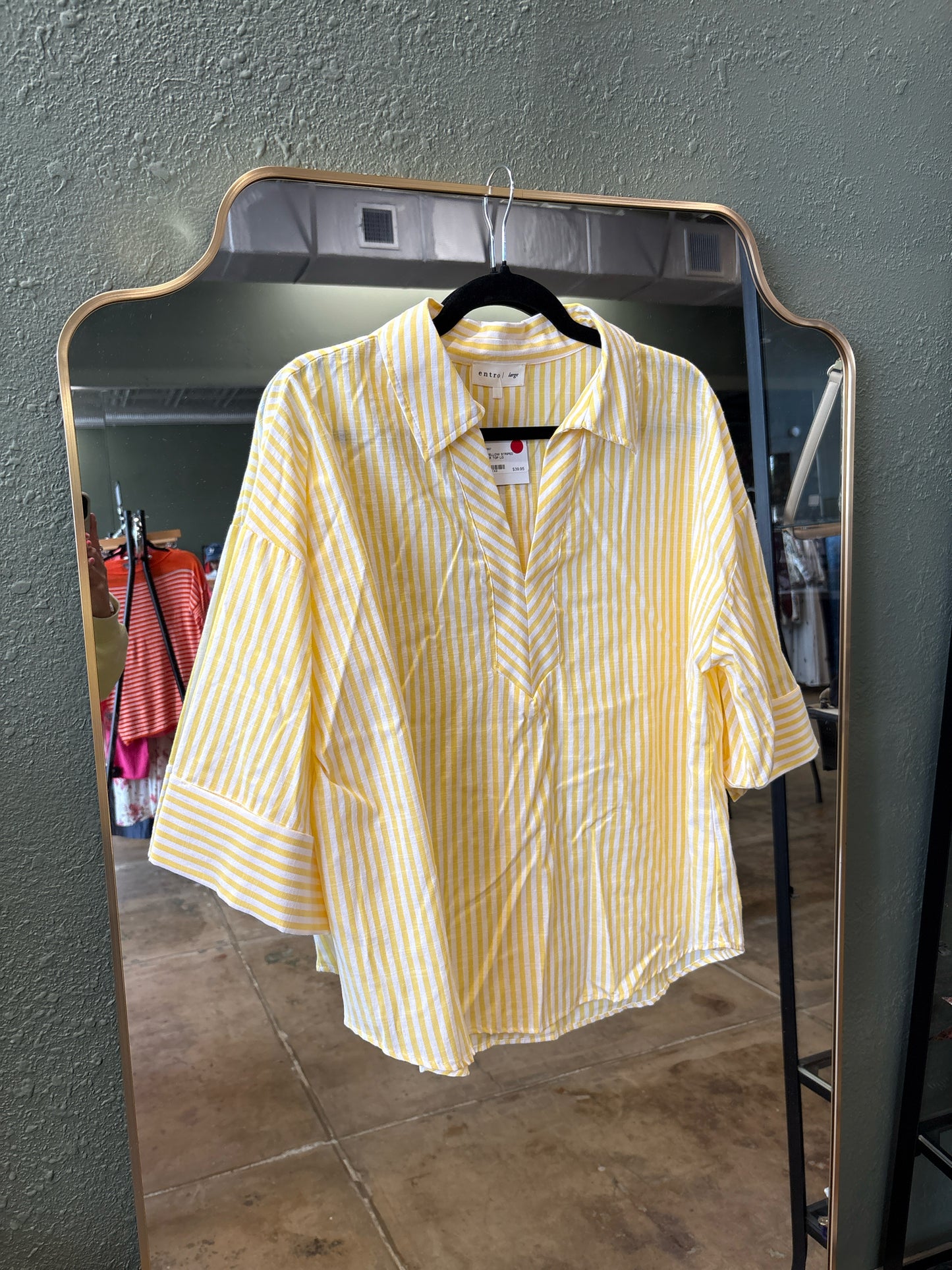 entro Size L Yellow/White Top