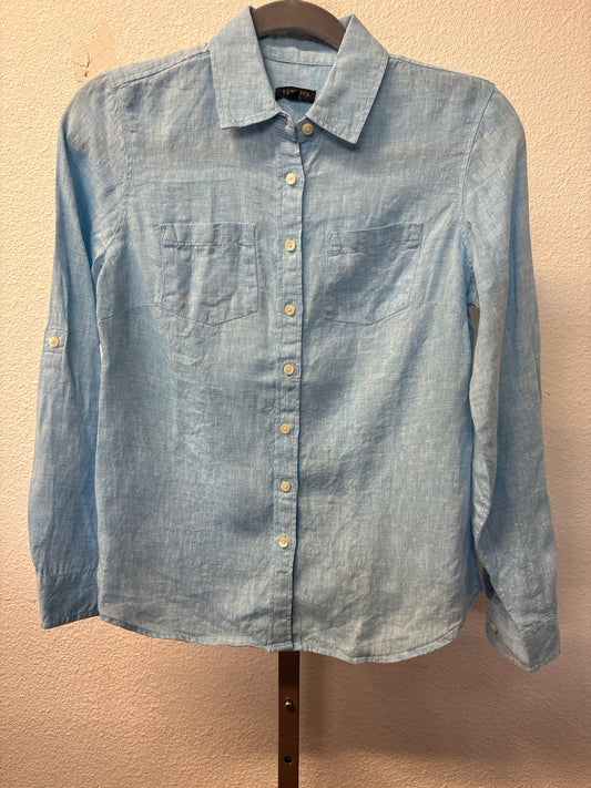 TALBOTS Size P Light Blue button down Top