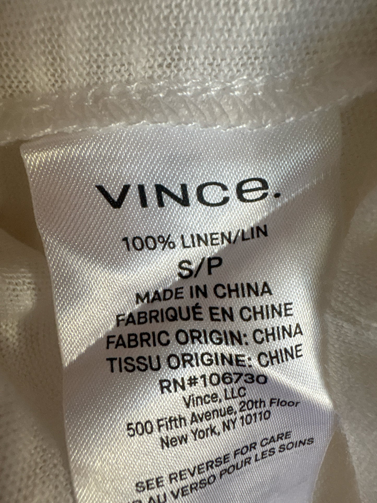 Vince. Size S White sheer Top