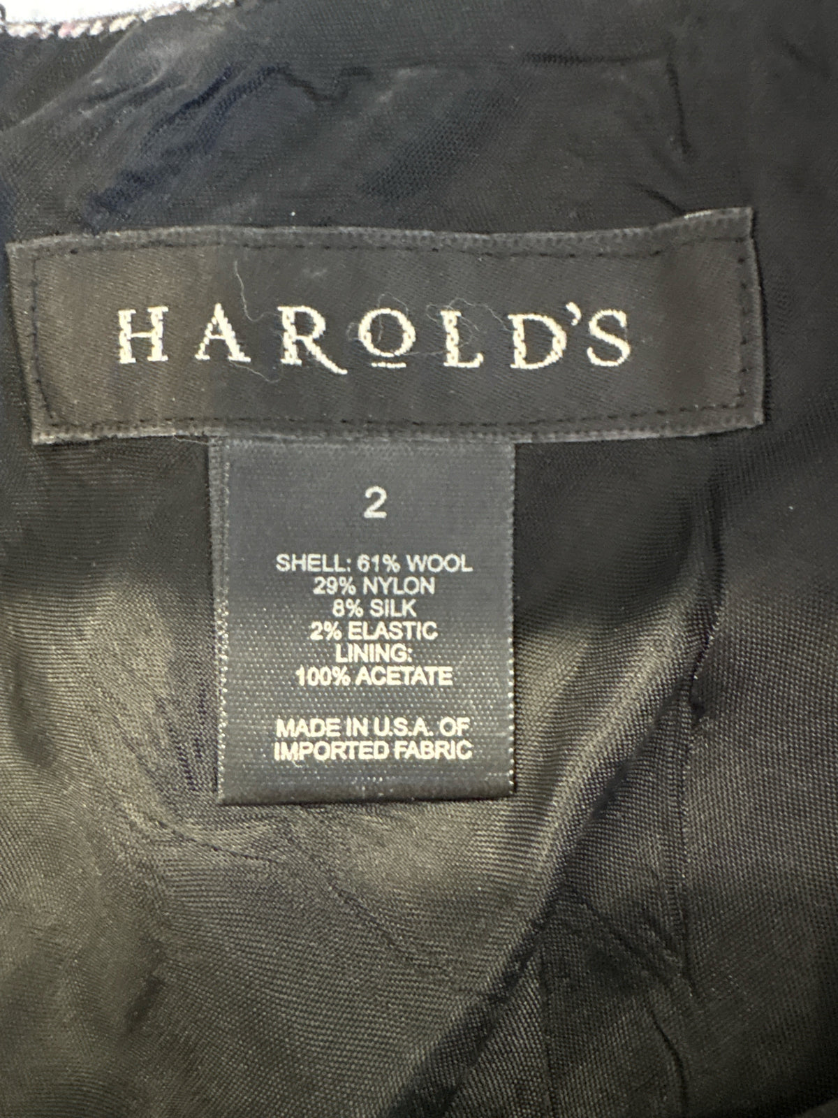 Harolds Size 2 Black Wool Skirt