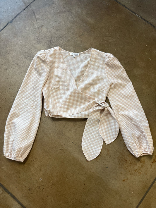 Emory Park Size S White/Tan Checkered Top