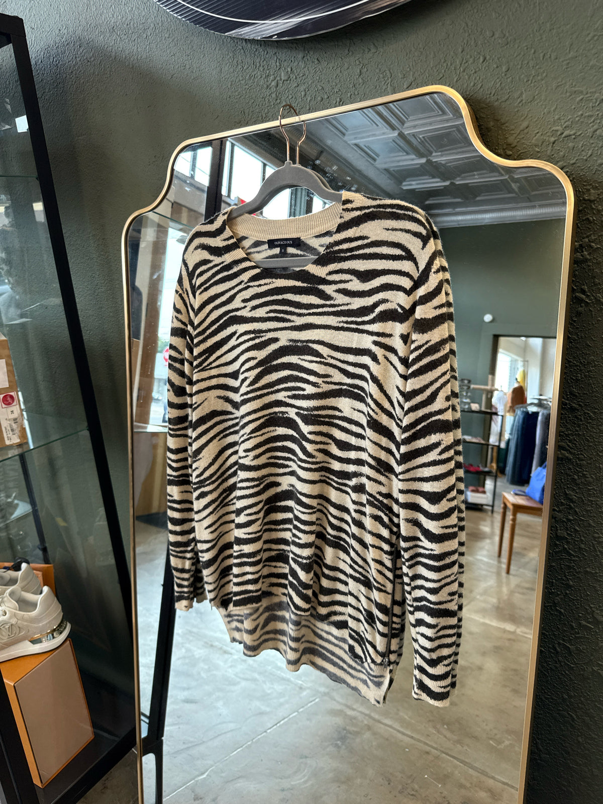 olivaceous Size S Zebra Sweater