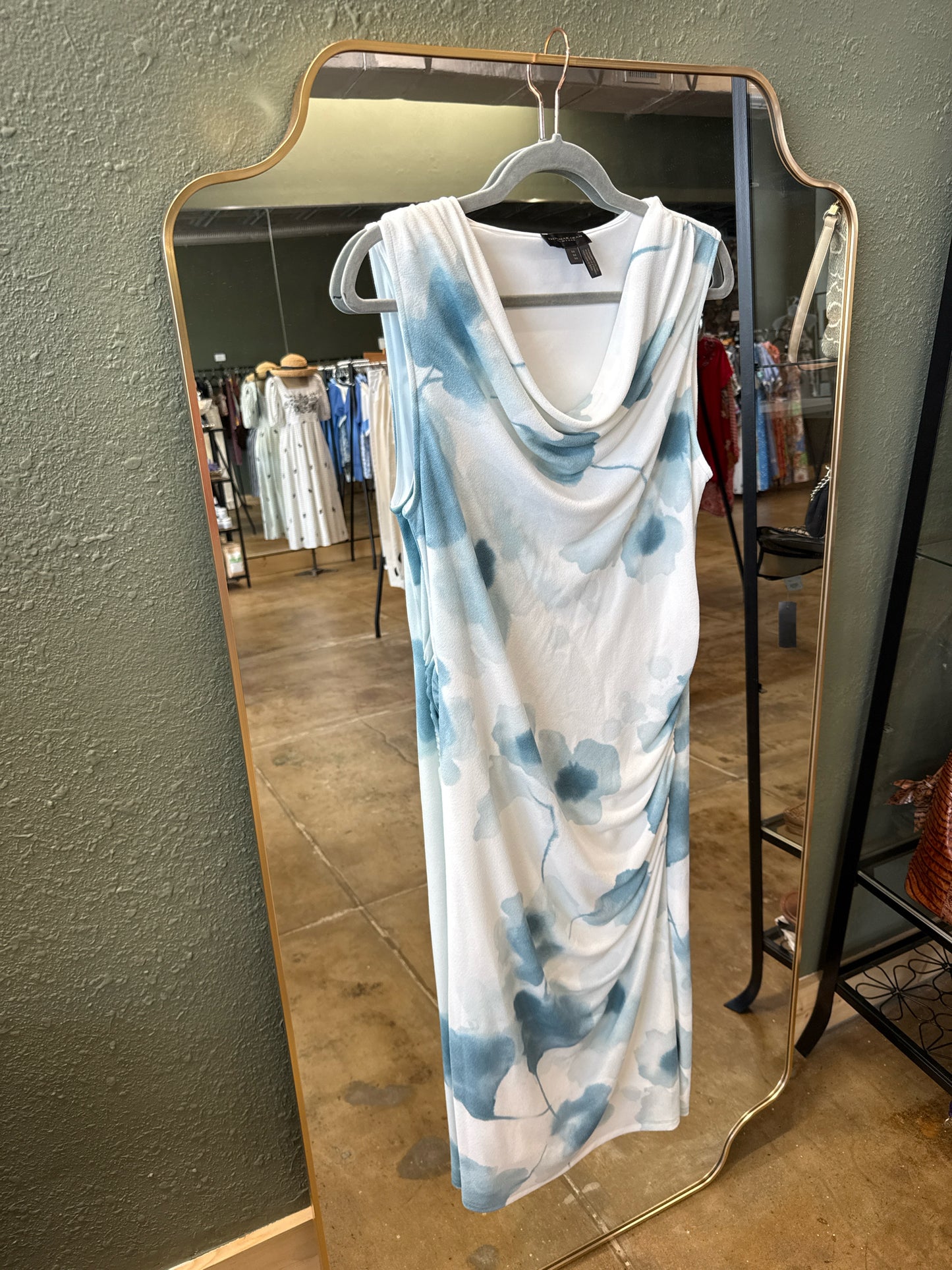 donna karan Size M white/teal Dress