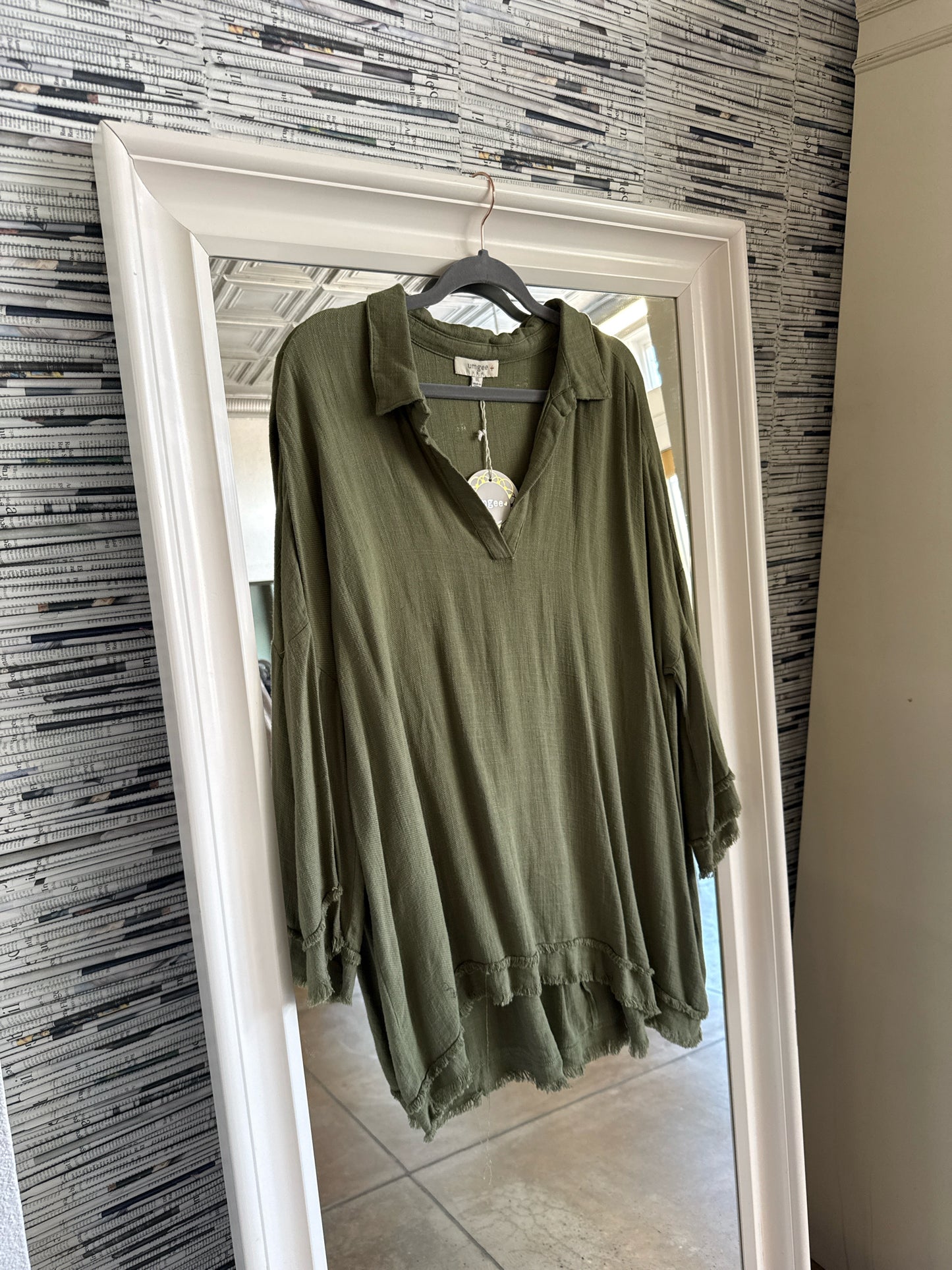 Umgee Size 1XL Green Dress