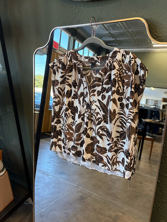 ANN TAYLOR Size M White/Blk/tan Top