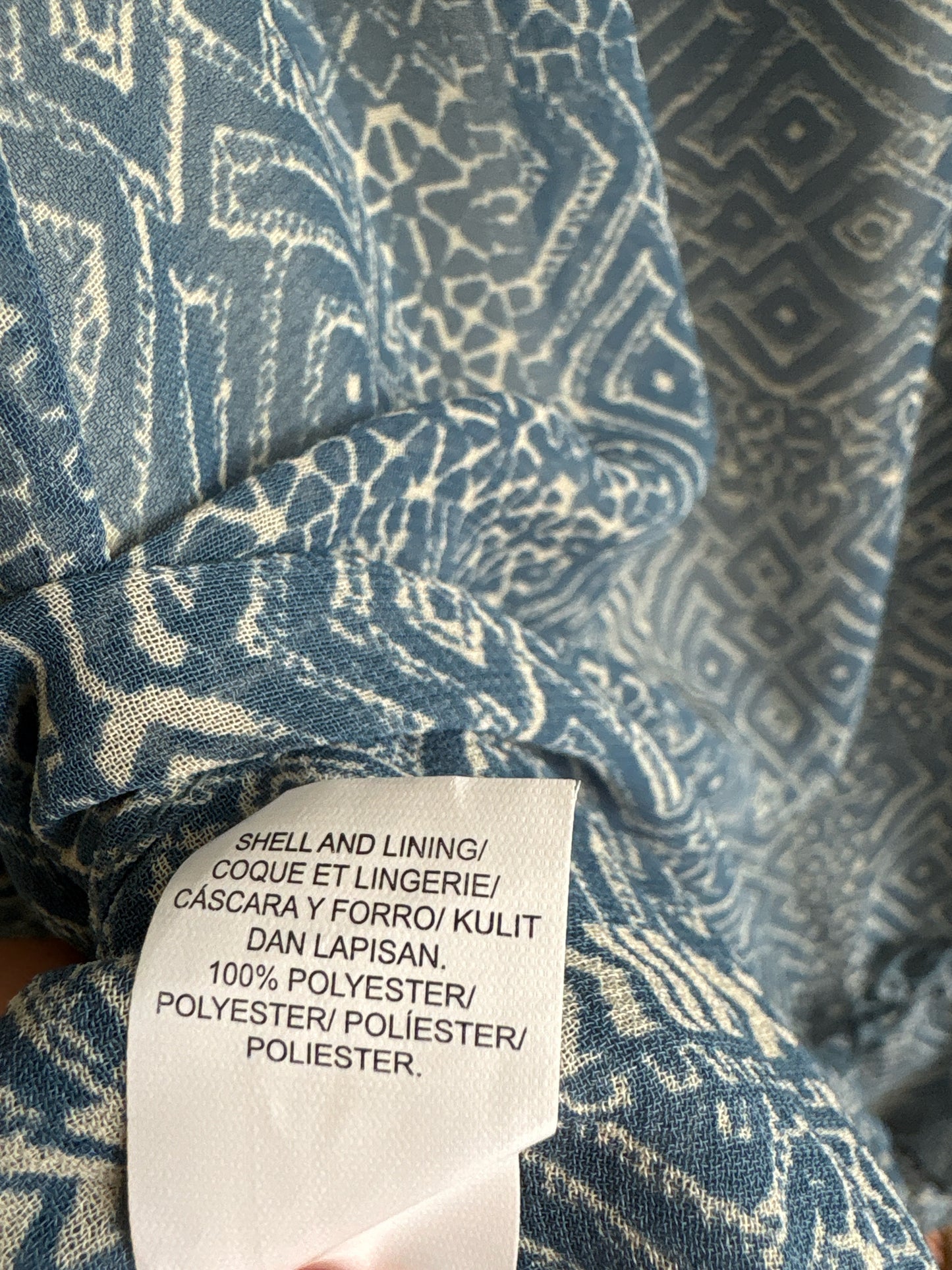 Lucky Brand Size XL Blue/Multi Geometric Top