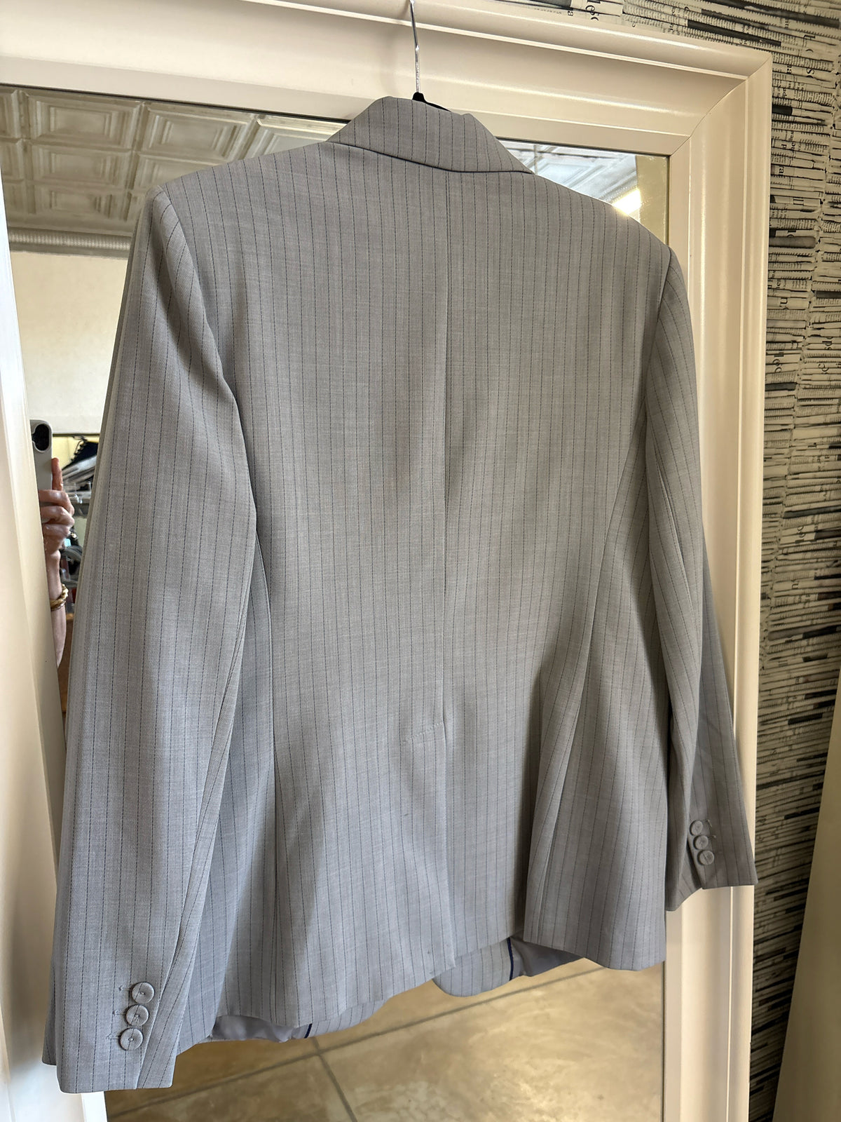 MNG Size L Gray Pinstripe Blazer