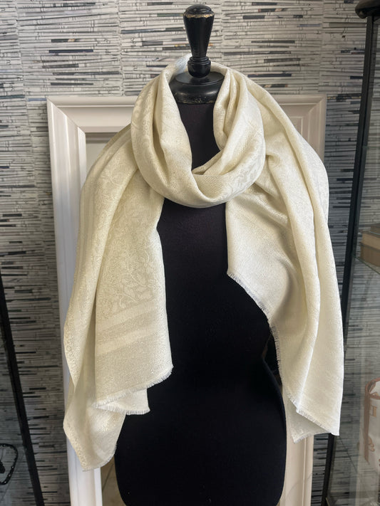 No Brand Cream Paisley Scarf