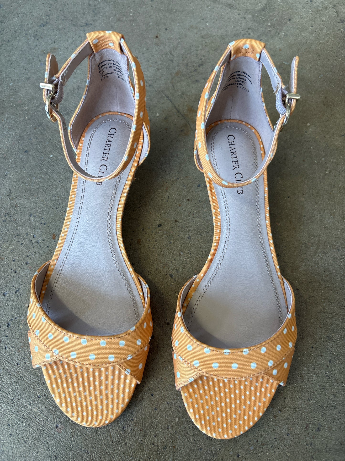 Charter Club Shoe Size 6.5 Yellow & White Heels
