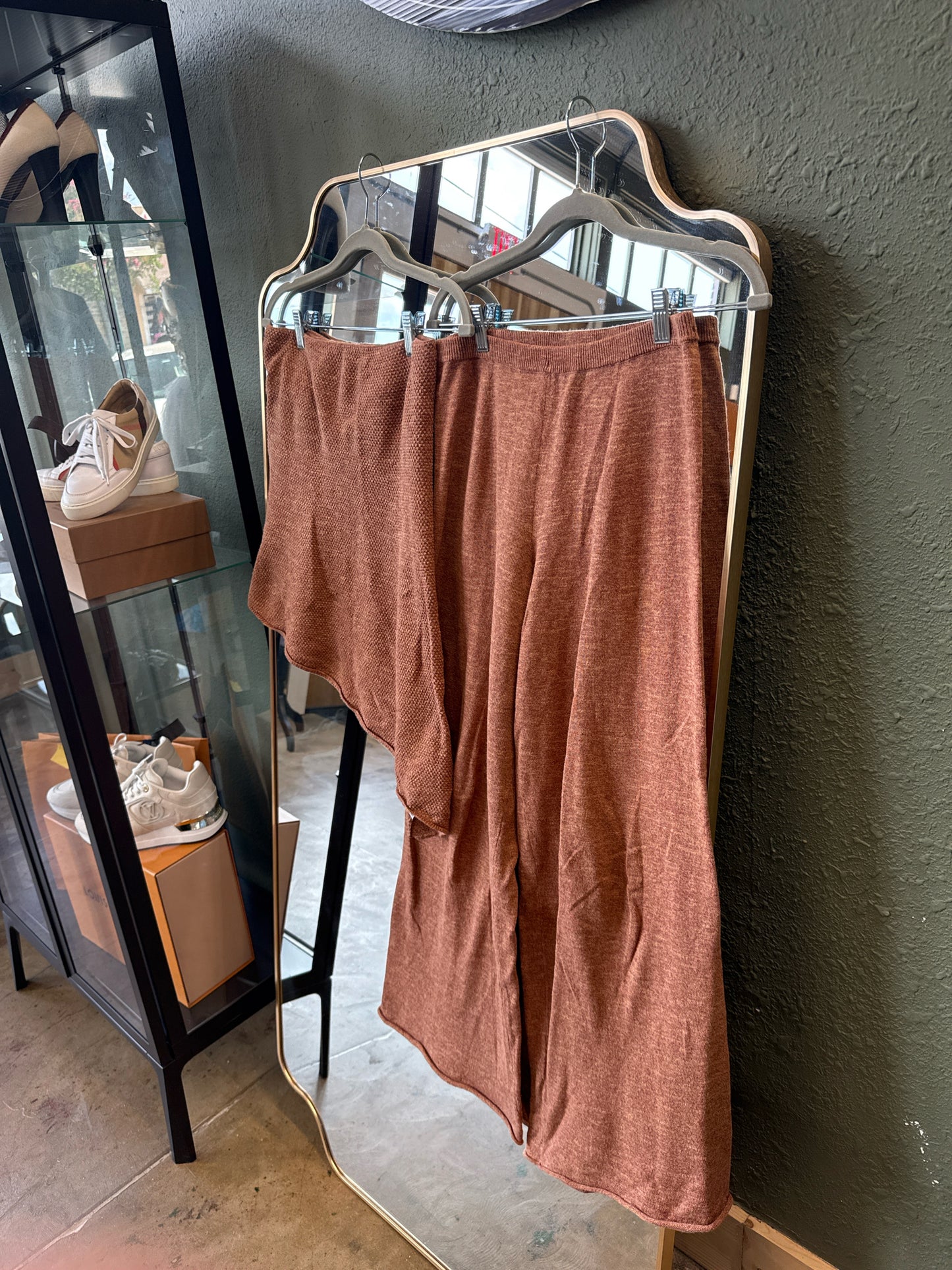 free-est Size XS Orange/Brown Top & Pant Set