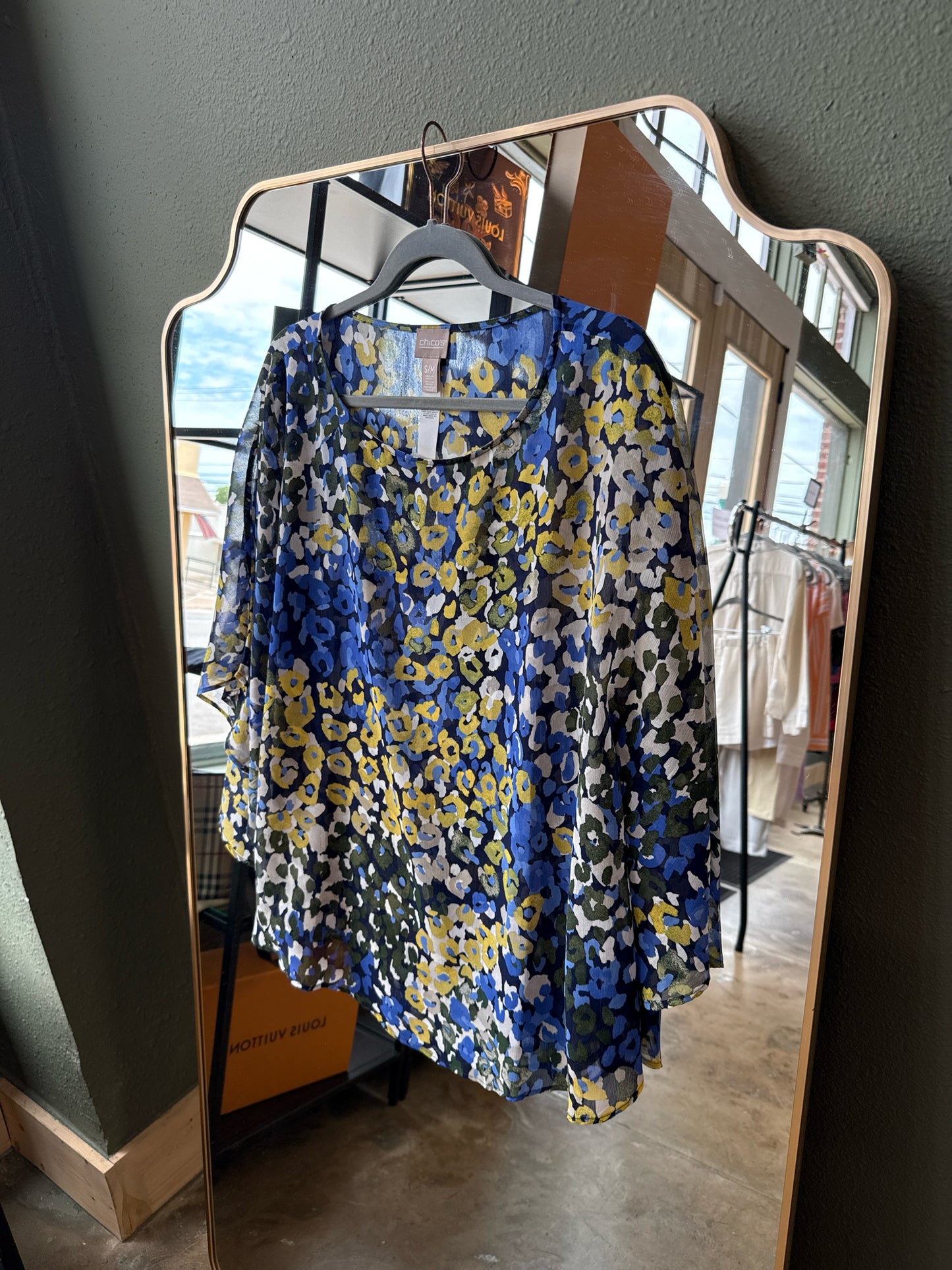 CHICO'S Size S/M Blue/Yellow Top