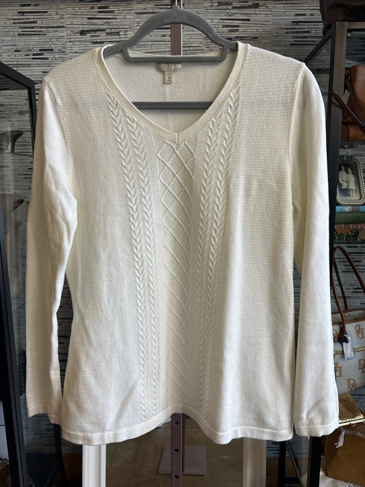 TALBOTS Size M off white Cable Knit Sweater