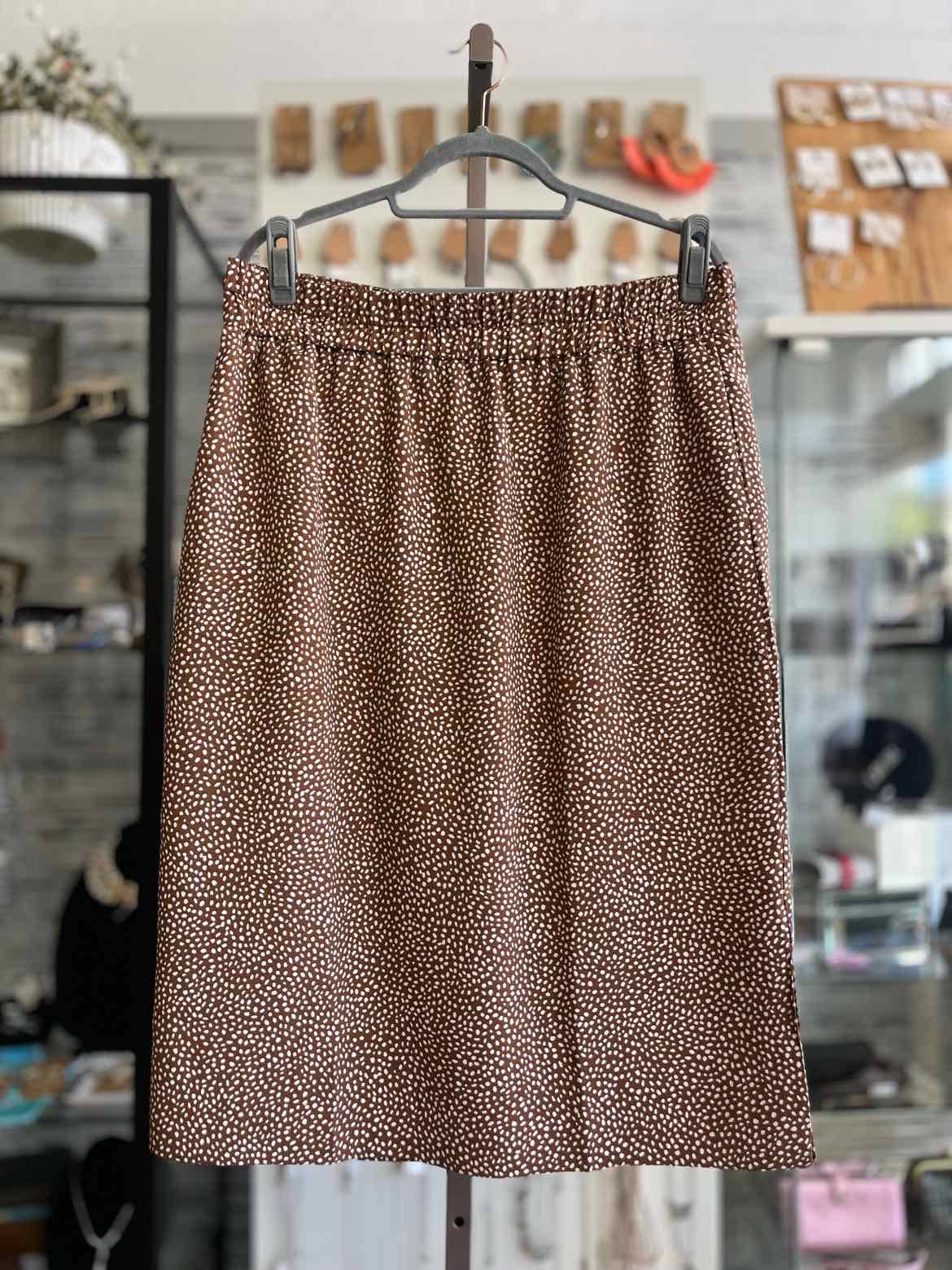 j crew Size L Brown/White Polka Dot Skirt