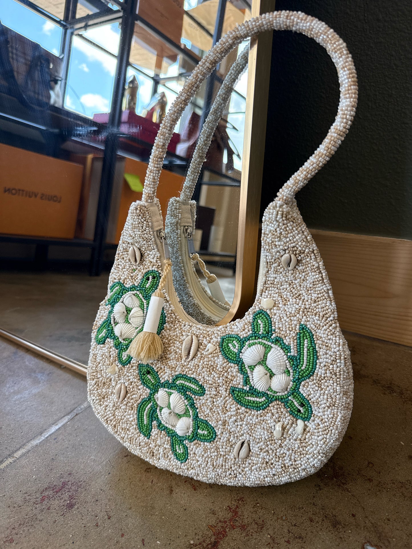 Cream/Green Purse