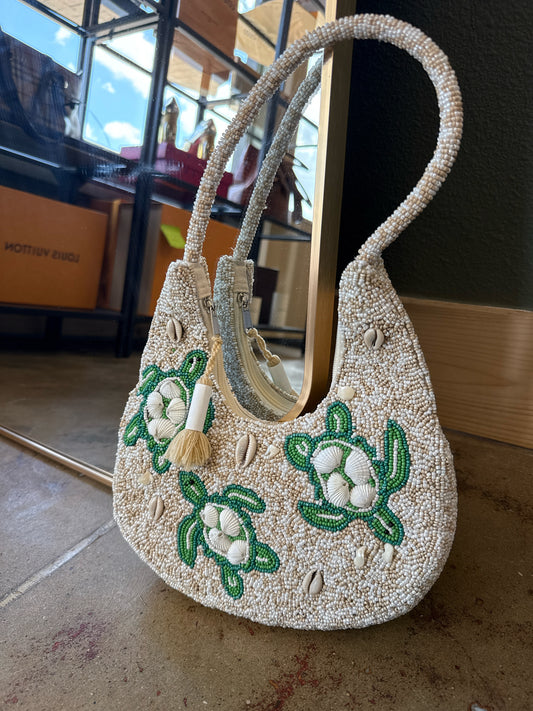 Cream/Green Purse