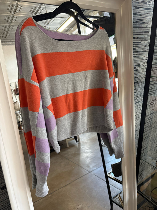 Daily Practice Size SP Gray/Orange Stripe Two Piece Set
