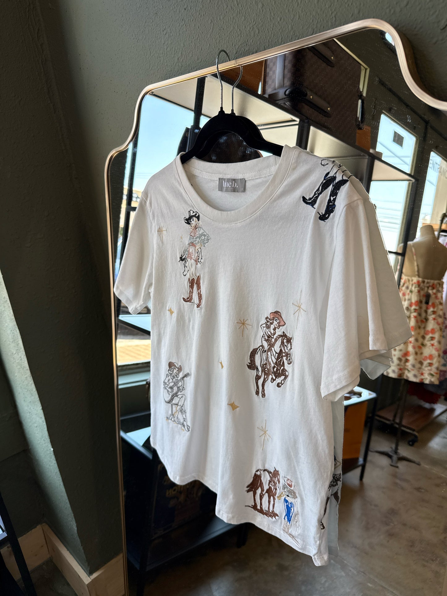Blue B Size S White Western Tee