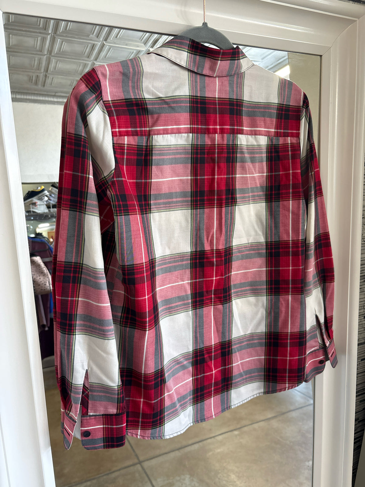 Foxcroft Size 2 Red Plaid Top