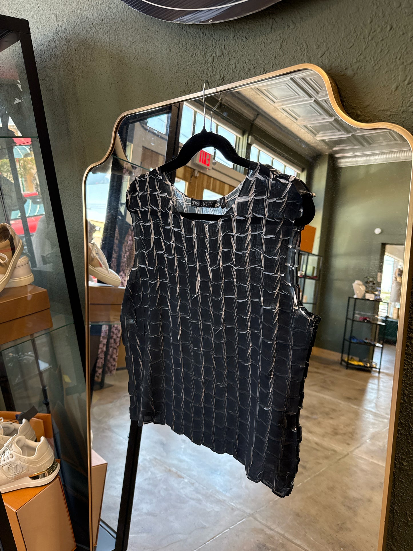 Lafayette 148 Black/Teal Top