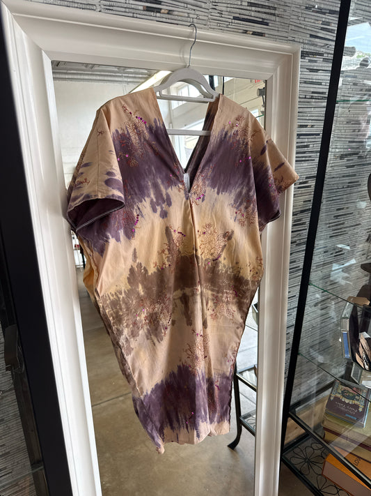 Material Cream/Purple Painted Dress