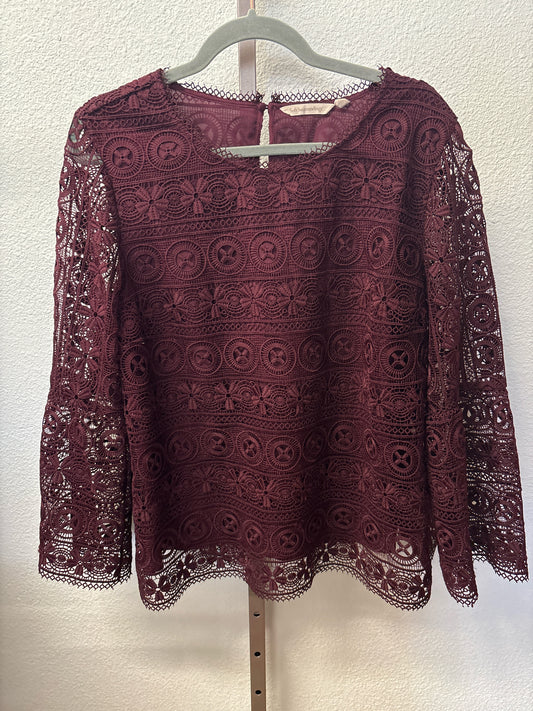 Soft Surroundings Size XL burgandy Lace Top