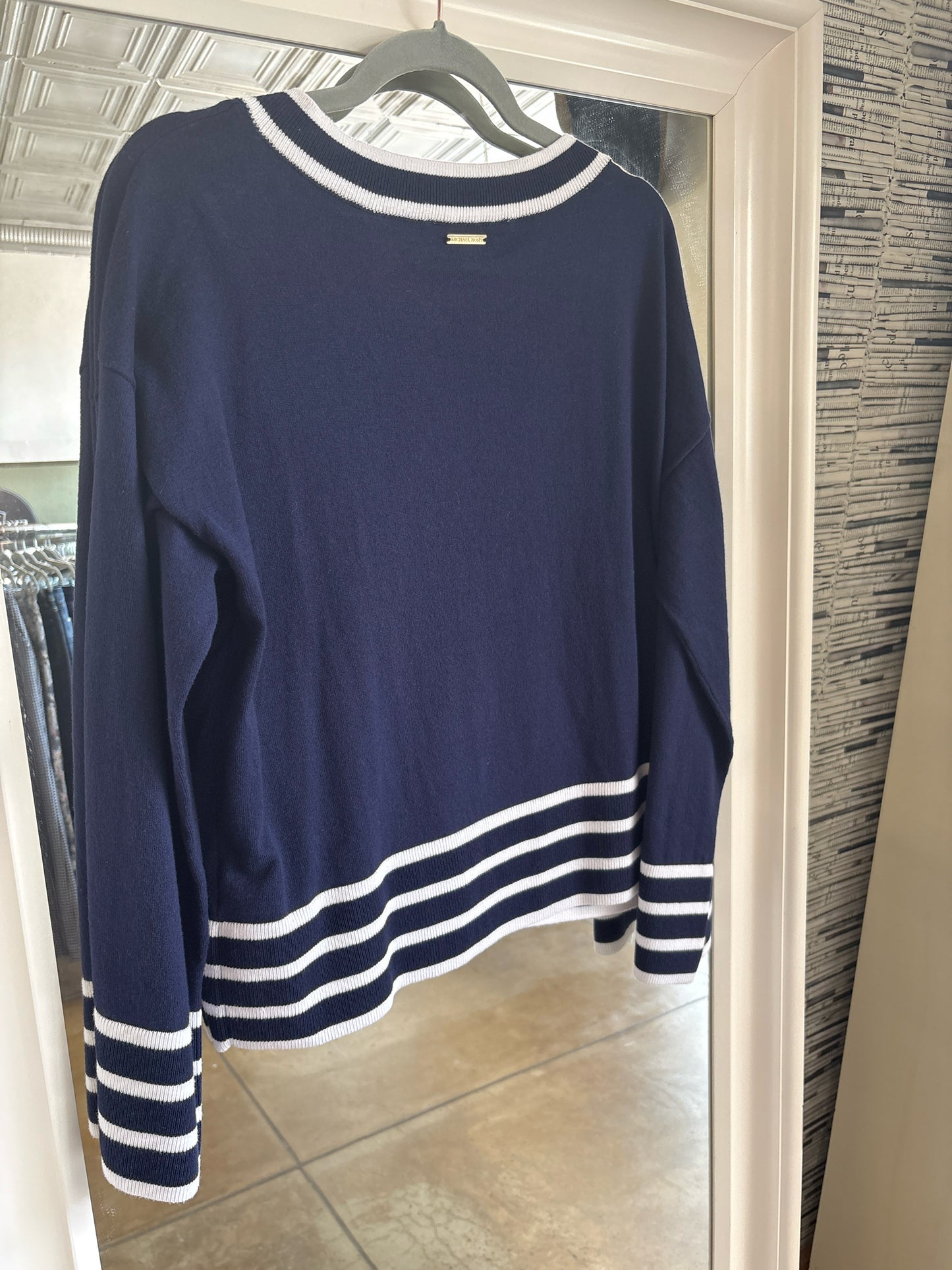 MICHAEL KORS Size L Navy + white Sweater