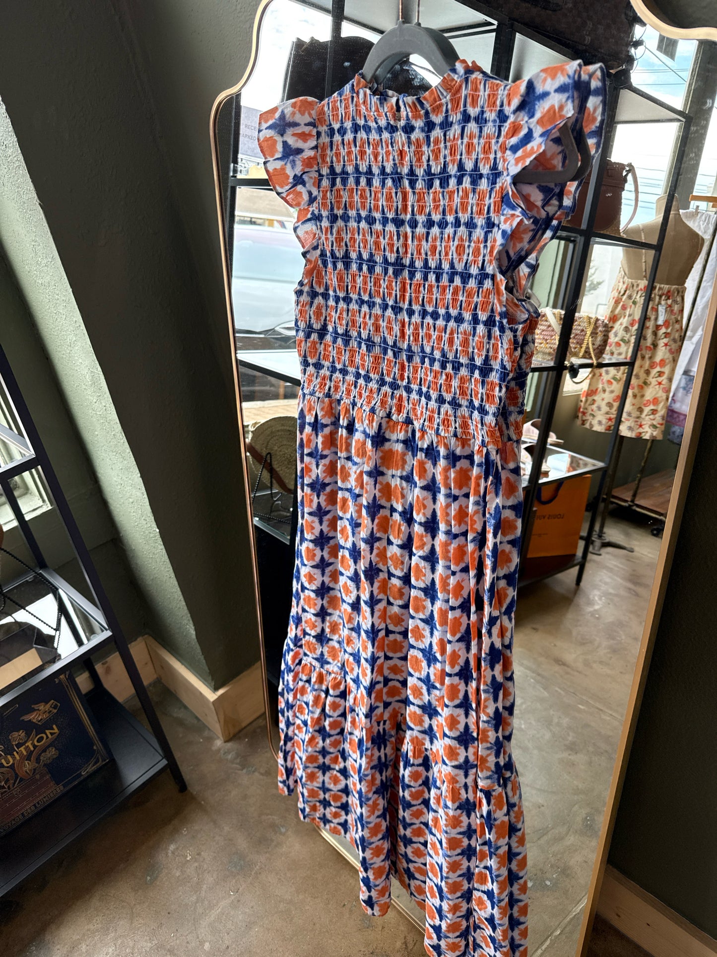 LOFT Size 4 Orange/Blue Dress