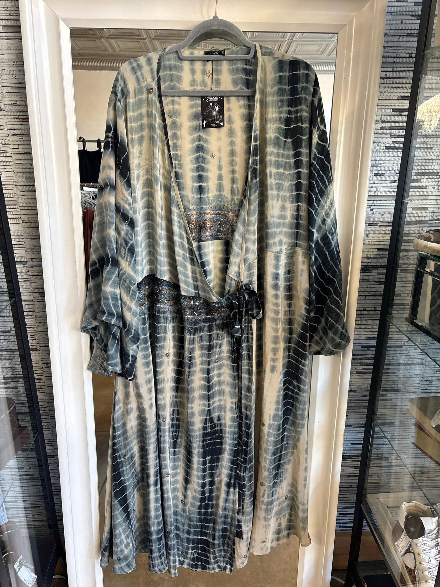 Silk Ranch Size XL White/Blue Tie Dye Dress