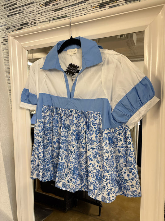 entro Size M Blue/White Top