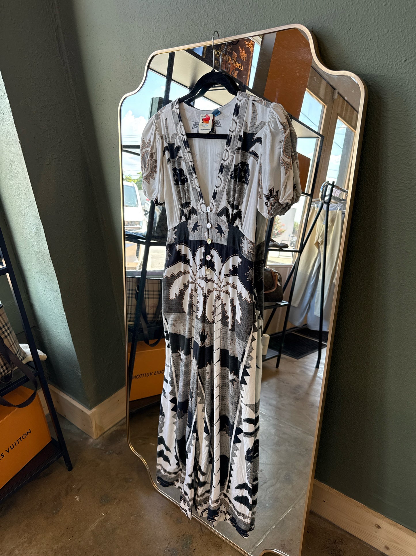 Farm for Anthropologie Size SP White/Gray Dress