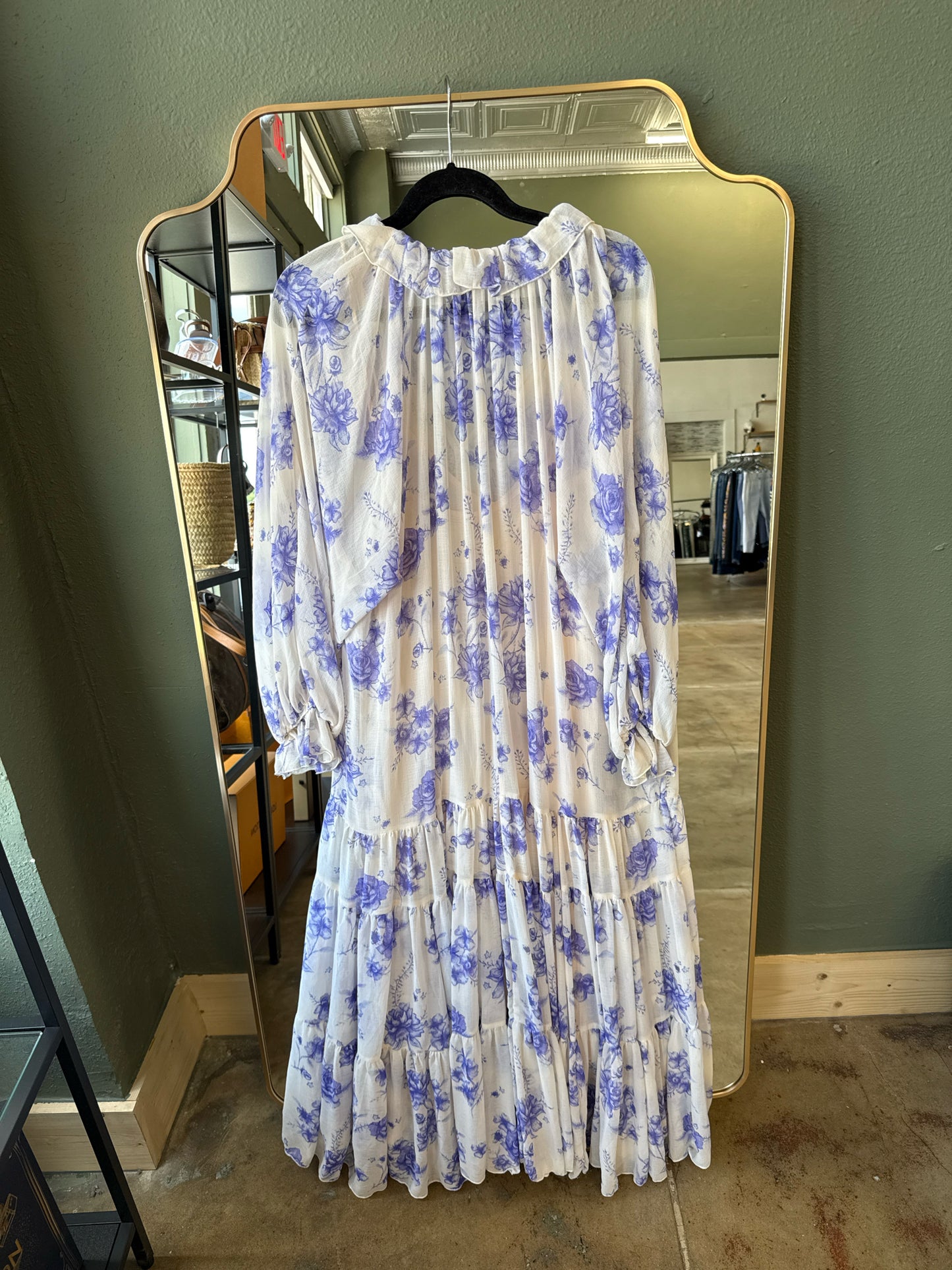 free people Size L White and Blue Floral Dress