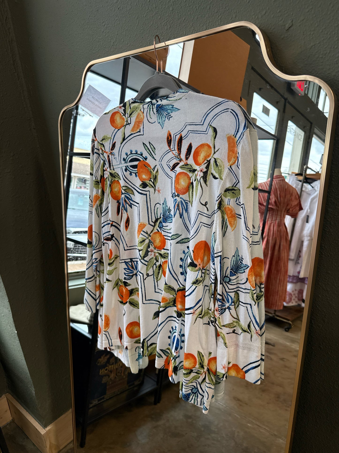 CHICO'S Size XL Cream/Orange Sweater