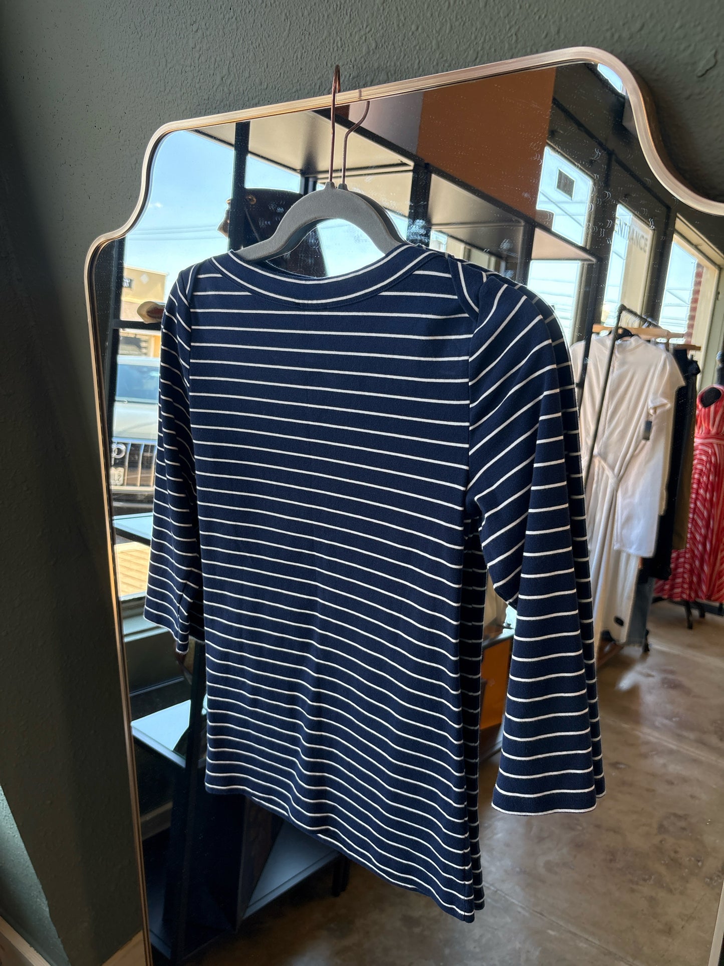 ANN TAYLOR Size S navy and white Top