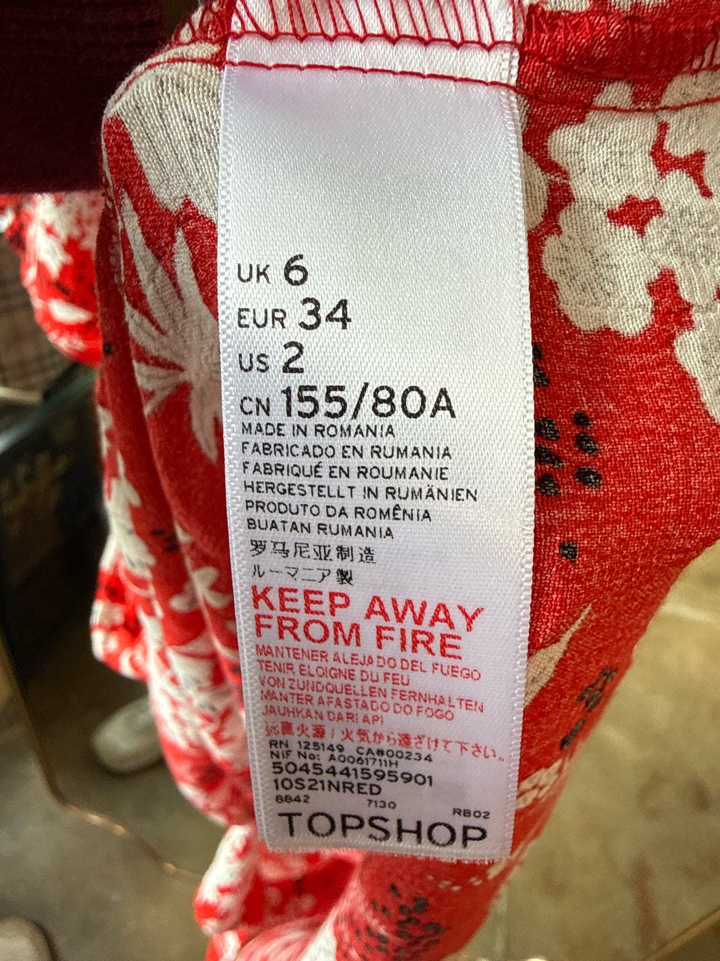 topshop Size 2 Red Dress