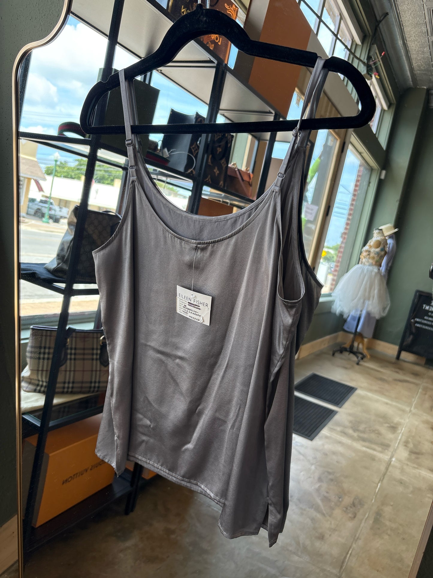 EILEEN FISHER Size SP silver gray Top