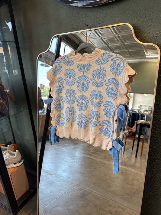 &merci Size L Cream/Blue Top
