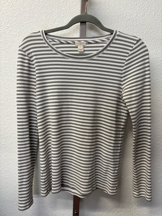 J. CREW Size M Gray/White Stripe Top