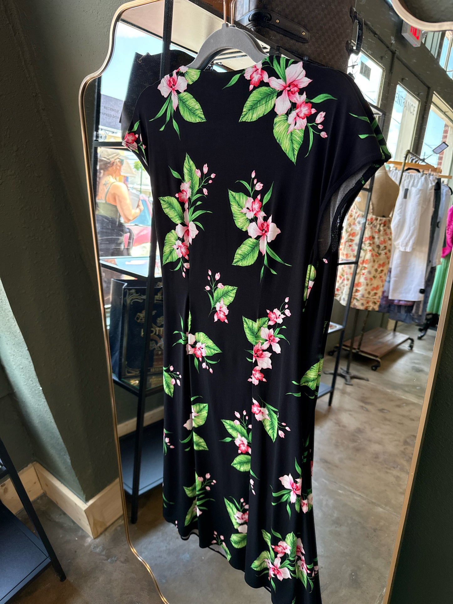 Tommy Bahama Size L Black/Green Dress
